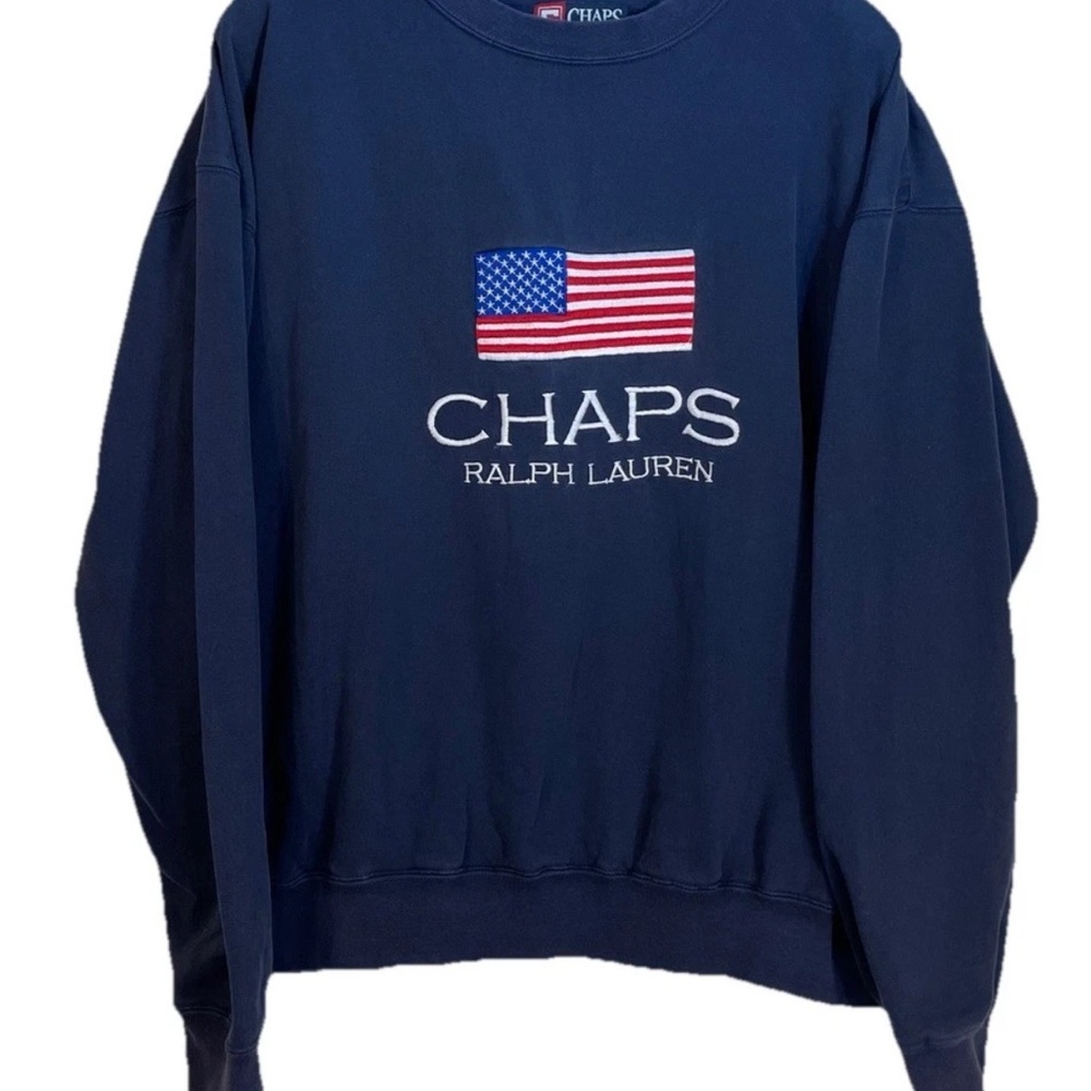 Ralph Lauren Blue Sweatshirt with Embroidered Flag